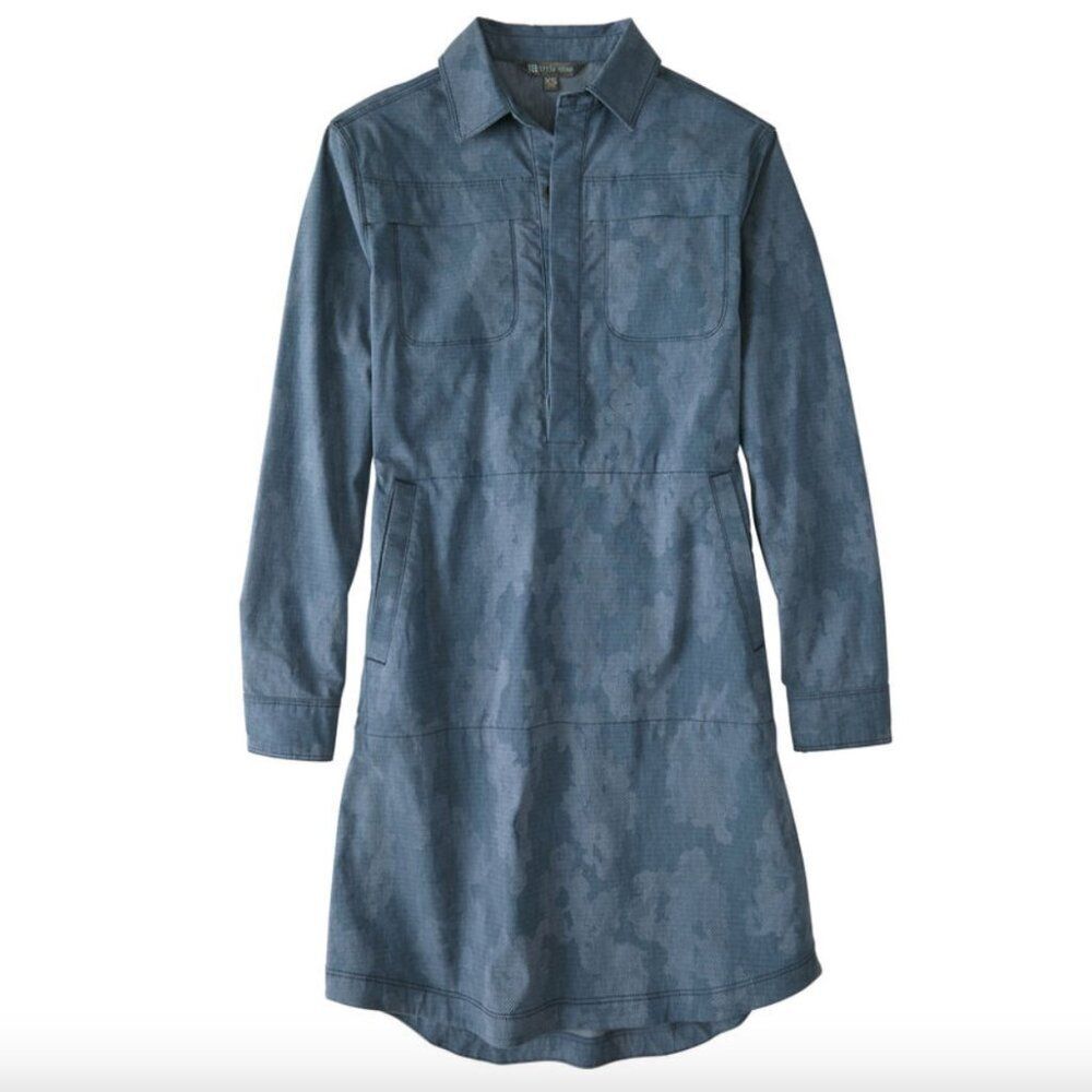 Title Nine Size S Wren Utility Shirt Dress Miku Long Sleeve Collared Blue